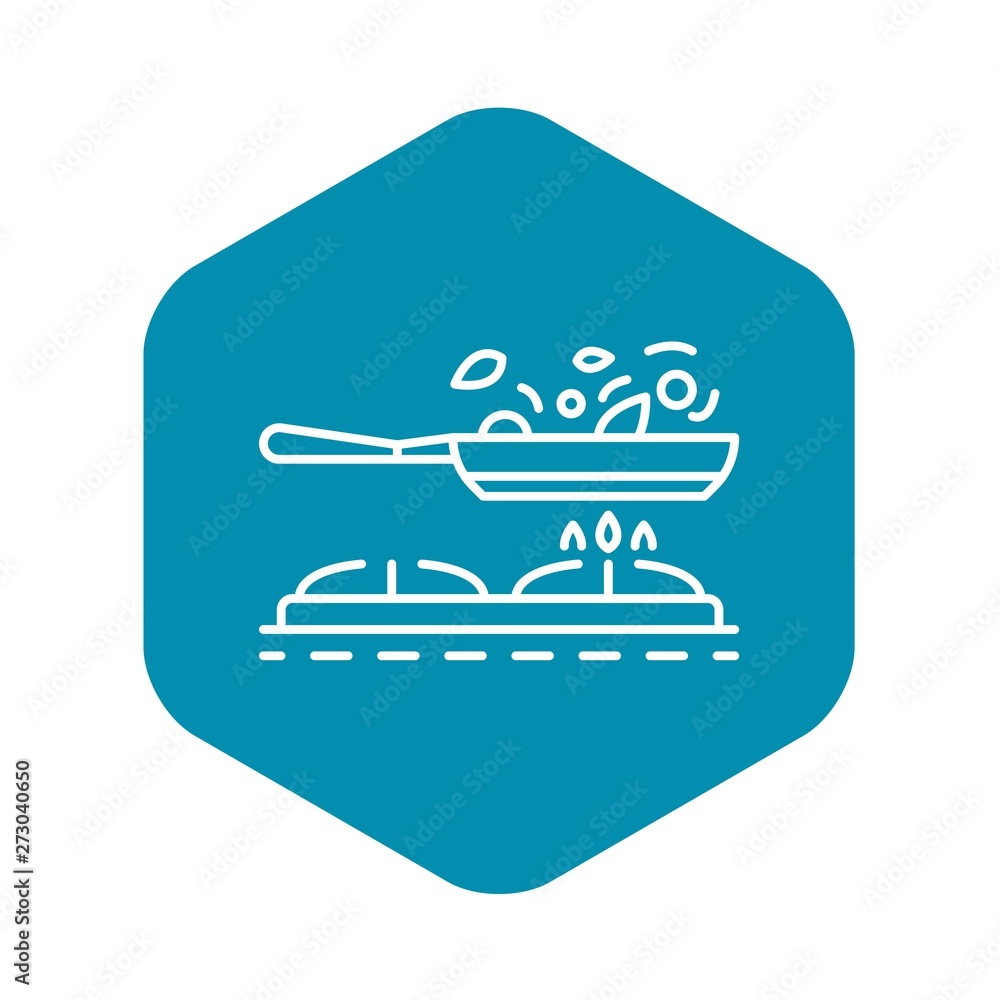 Poster cooking on griddle pan icon. outline cooking on griddle pan vector icon for web design isolated on w