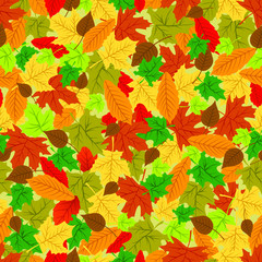 Naklejka na ściany i meble Seamless autumn leaves pattern