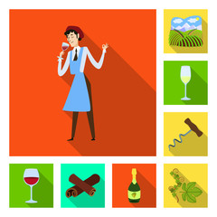 Isolated object of farm and vineyard sign. Collection of farm and product stock symbol for web.