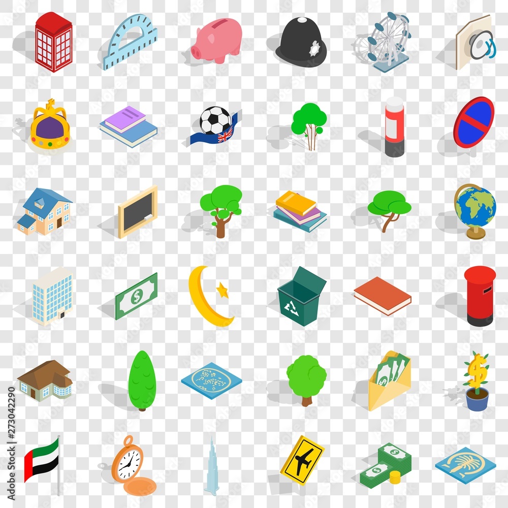 Aufkleber megaphone icons set. isometric style of 36 megaphone vector icons for web for any design