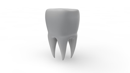 3D illustration of a white human molar. The idea of a healthy lifestyle. 3D rendering for dental advertising, ceramic false teeth and treatment.