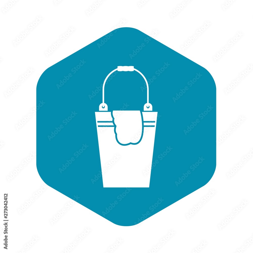 Poster bucket and rag icon in simple style on a white background vector illustration