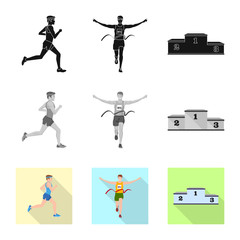 Vector design of sport  and winner sign. Collection of sport  and fitness  stock symbol for web.