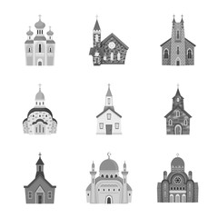 Isolated object of architecture and faith icon. Set of architecture and traditional stock vector illustration.