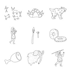 Isolated object of ancient and primitive sign. Collection of ancient and era vector icon for stock.