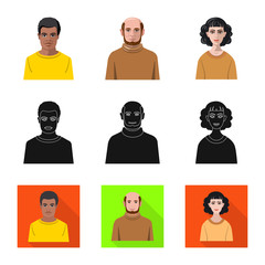 Fototapeta premium Vector illustration of hairstyle and profession icon. Set of hairstyle and character stock vector illustration.
