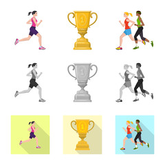 Isolated object of sport  and winner icon. Collection of sport  and fitness  stock vector illustration.