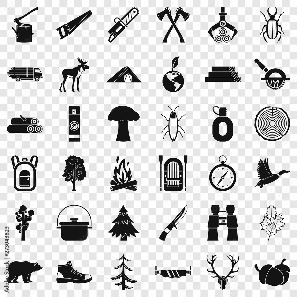 Poster camping icons set. simple style of 36 camping vector icons for web for any design