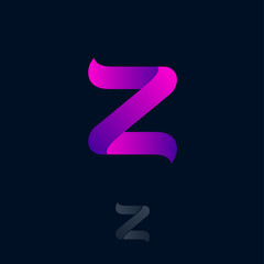Z logo Consist of  Purple Ribbon. Z origami monogram. Network, Web Icon. Ui Design. 