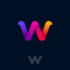 W logo Consist of  Rainbow Ribbon. W origami monogram. Network, Web Icon. Ui Design. 