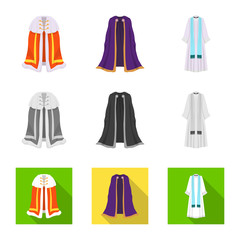 Vector illustration of material and clothing icon. Collection of material and garment vector icon for stock.