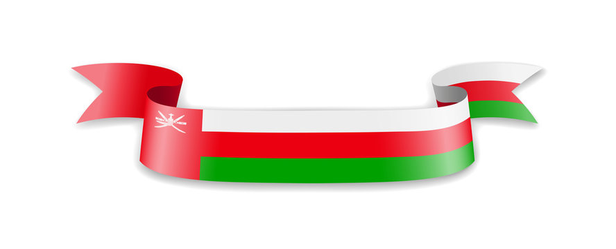 Oman flag in the form of wave ribbon.