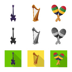 Isolated object of music and tune logo. Collection of music and tool vector icon for stock.