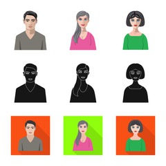 Isolated object of hairstyle and profession  icon. Collection of hairstyle and character  vector icon for stock.