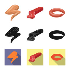 Isolated object of meat and ham icon. Set of meat and cooking stock symbol for web.
