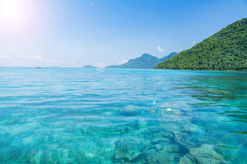 Perfect tropical turquoise clear ocean water
