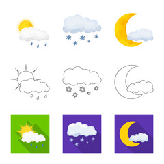 Fototapeta premium Vector design of weather and climate sign. Collection of weather and cloud stock vector illustration.