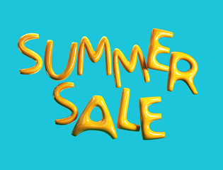 Summer Sale. Yellow Balloons Sale Concept. 3d rendering illustration