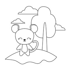 cute mouse animal in landscape