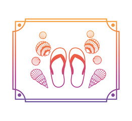 striped beach sandals on white background