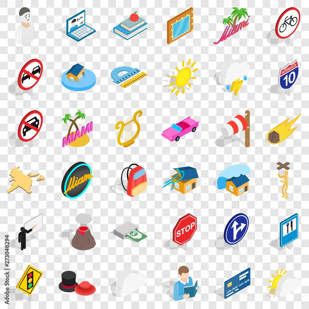 Poster sinking icons set. isometric style of 36 sinking vector icons for web for any design