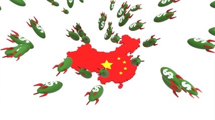 Obraz premium dollar missle to china map