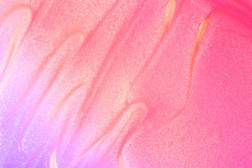 vaporwave style texture background: neon holographic funky paint wave texture. Close up, flat lay.