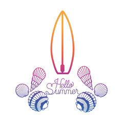 hello summer label with colorful image