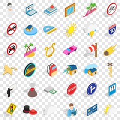 Fototapeta na wymiar Sinking icons set. Isometric style of 36 sinking vector icons for web for any design