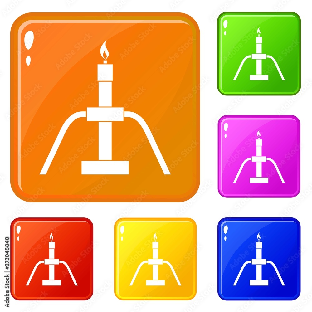 Poster gas flaring icons set collection vector 6 color isolated on white background