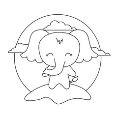 cute elephant animal in landscape