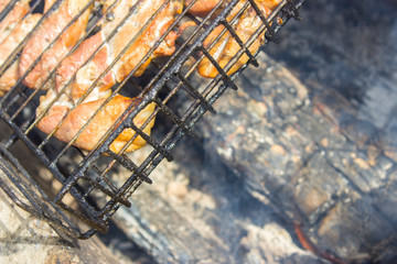 grilled steaks on the lattice