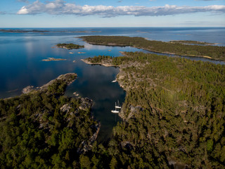 Fototapeta na wymiar Stockholm archipelago from above. Archipelago bird's-eye view. Sweden.