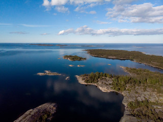 Stockholm archipelago from a bird's eye view. Aerial photography. Drone photo 