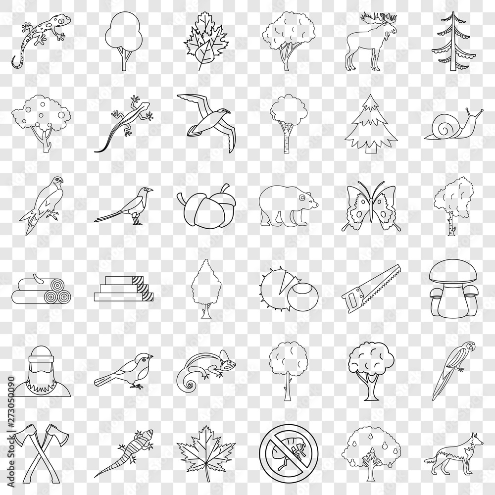 Poster butterfly icons set. outline style of 36 butterfly vector icons for web for any design