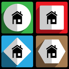 Home icon. Vector icons, set of colorful flat design internet symbols. Eps 10 web buttons.