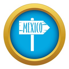 Mexico wooden direction arrow sign icon blue vector isolated on white background for any design