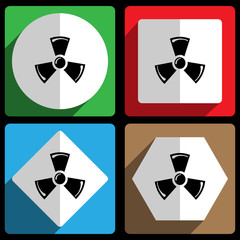 Radiation icon. Vector icons, set of colorful flat design internet symbols. Eps 10 web buttons.