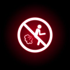 Forbidden poop icon in red neon style. can be used for web, logo, mobile app, UI, UX