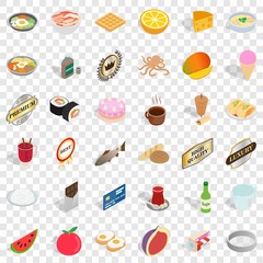 Chef icons set. Isometric style of 36 chef vector icons for web for any design