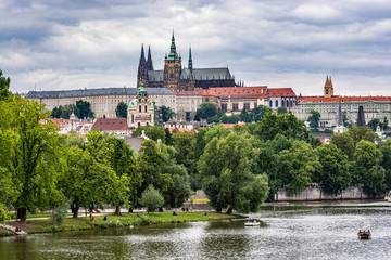 Fototapeta na wymiar Prague Castle and St. Vitus Cathedral in Czech Republic