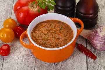 Famous Spanish gazpacho tomato soup