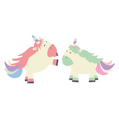 Obraz na płótnie Canvas cute adorable unicorns fairy characters