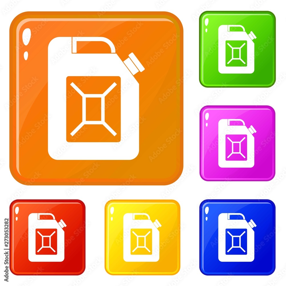Poster jerrycan icons set collection vector 6 color isolated on white background
