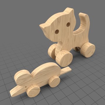 Wooden cat and mouse toys