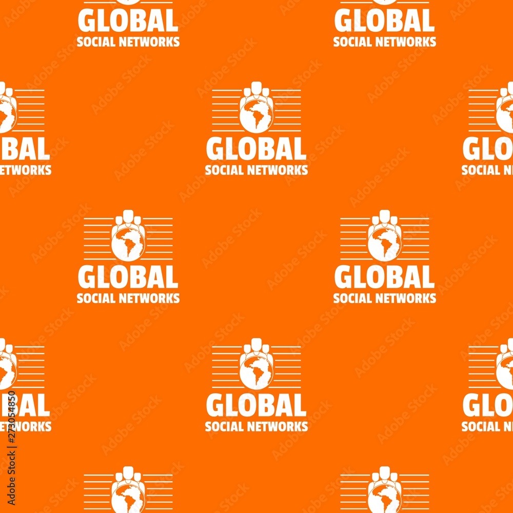 Poster global social networks pattern vector orange for any web design best