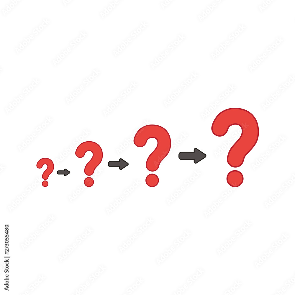 Aufkleber vector icon concept of growing problems with question marks.