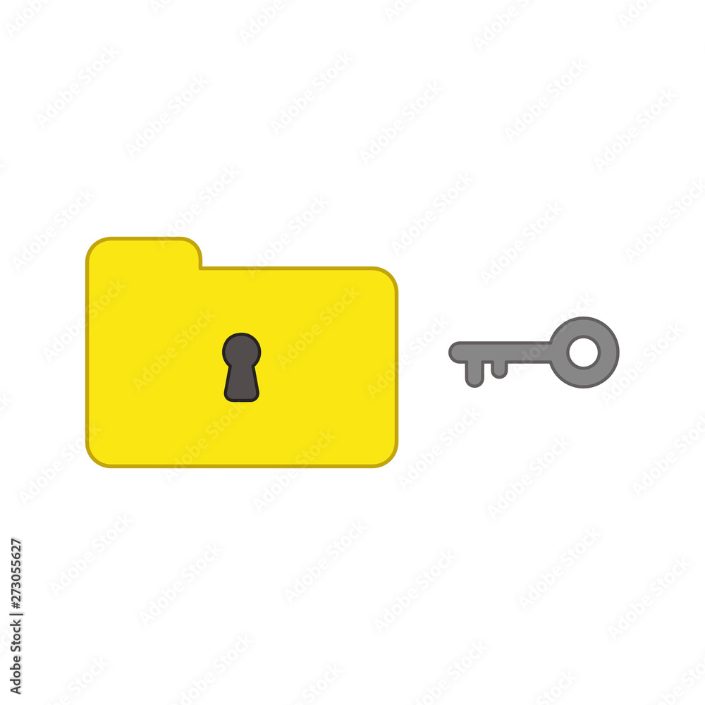 Poster vector icon concept of closed folder and keyhole with key.