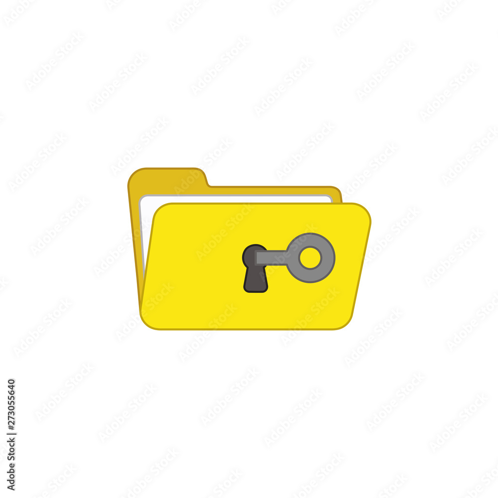 Poster vector icon concept of key unlock folder keyhole.