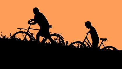 Fototapeta na wymiar children with bicycles 2